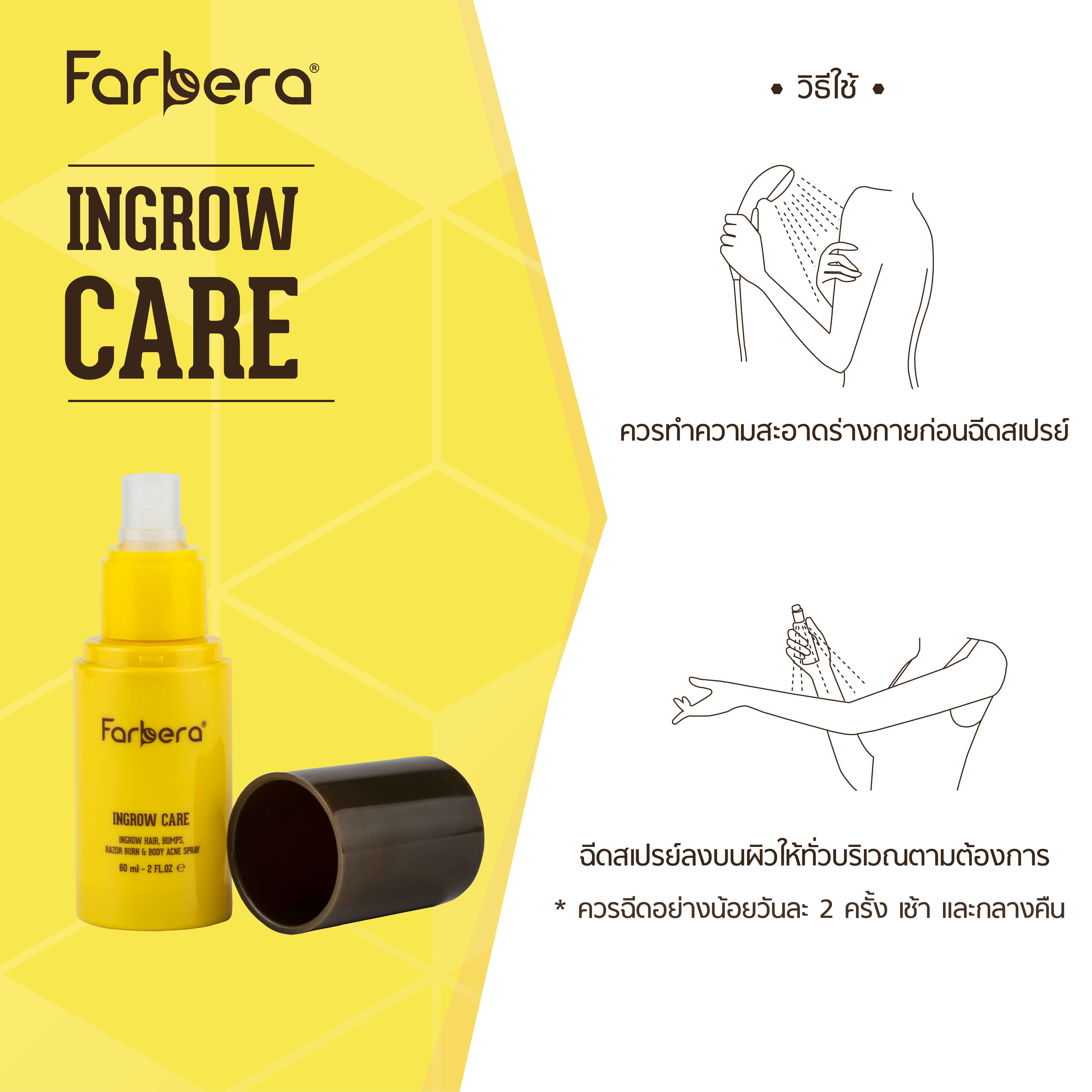 farbera, Ingrow Care, สเปรย์ช่วยป้องกันขนคุด, สเปรย์ป้องกันสิวที่หลัง