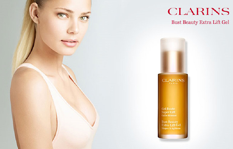 Clarins Bust Beauty Extra-Lift Gel จลนวดยกและปรับกระชับผิวทรวงอก เนื้อเจลสดชื่นที่จะช่วยกระชับทรวงอกให้ได้รูปกระชับสวย สารสกัดจาก Vu Sua ช่วยกระตุ้นคอลลาเจน ผิวทรวงอกจึงแข็งแรงขึ้น เนียนกระชับ