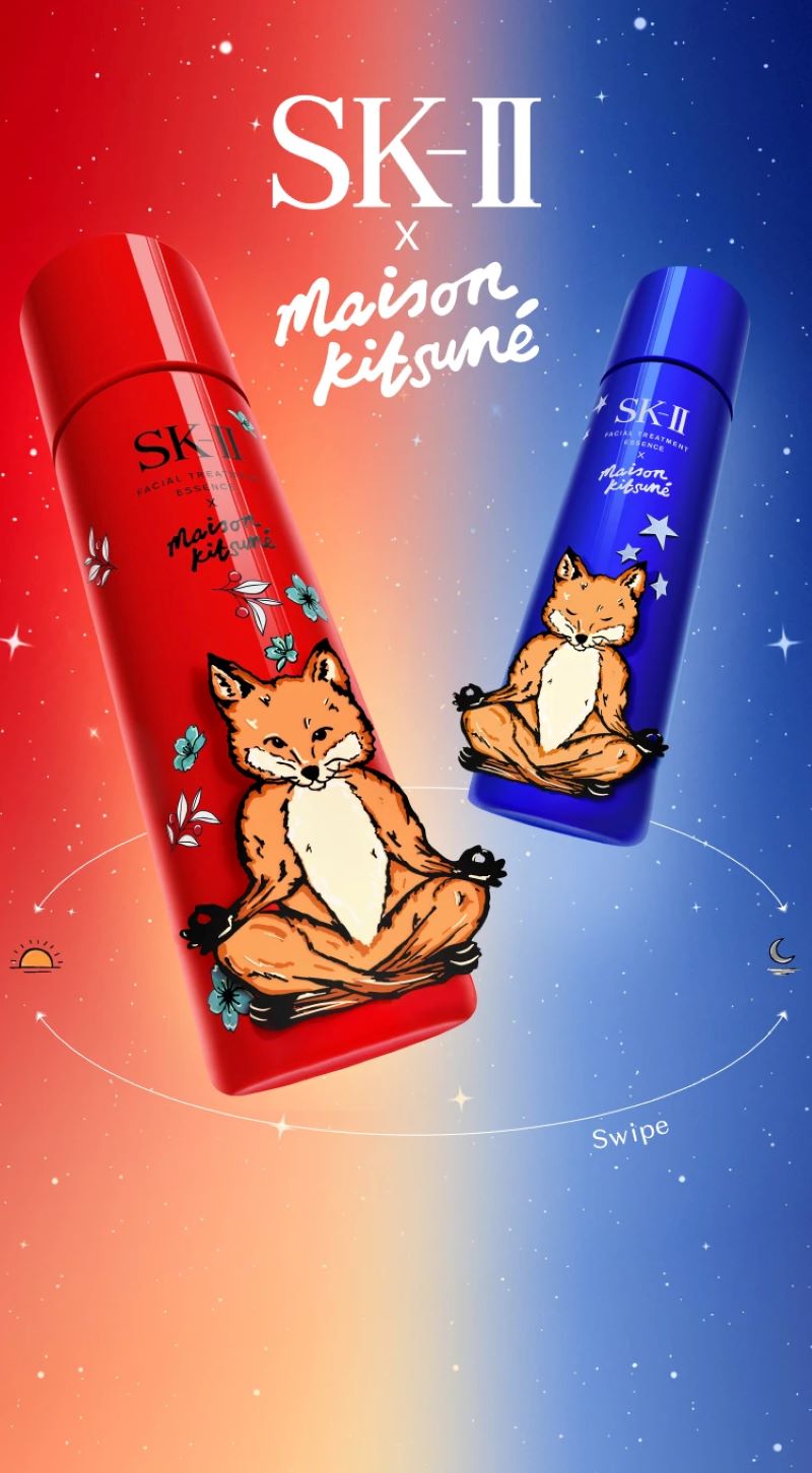 สีน้ำเงิน SK-II Facial Treatment Essence 230ml Duo Set x Maison Kitsuné Limited Edition Design , ของขวัญปีใหม่ Maison Kitsuné x SK-II Limited , สีน้ำเงิน SK-II , SK-II FTE 230ML LE MK BLUE ,  ของขวัญปีใหม่ Maison Kitsuné x SK-II Limited